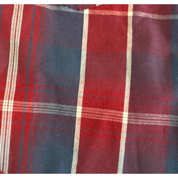 Levis L Mens Modern Fit Long Sleeve Plaid Western Snap Button Shirt Red & Blue - Picture 2 of 9